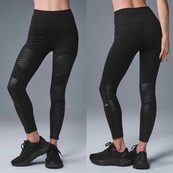 ALO Yoga Pants - ALO Yoga Black 7/8‎ High-Waist Moto Leggings